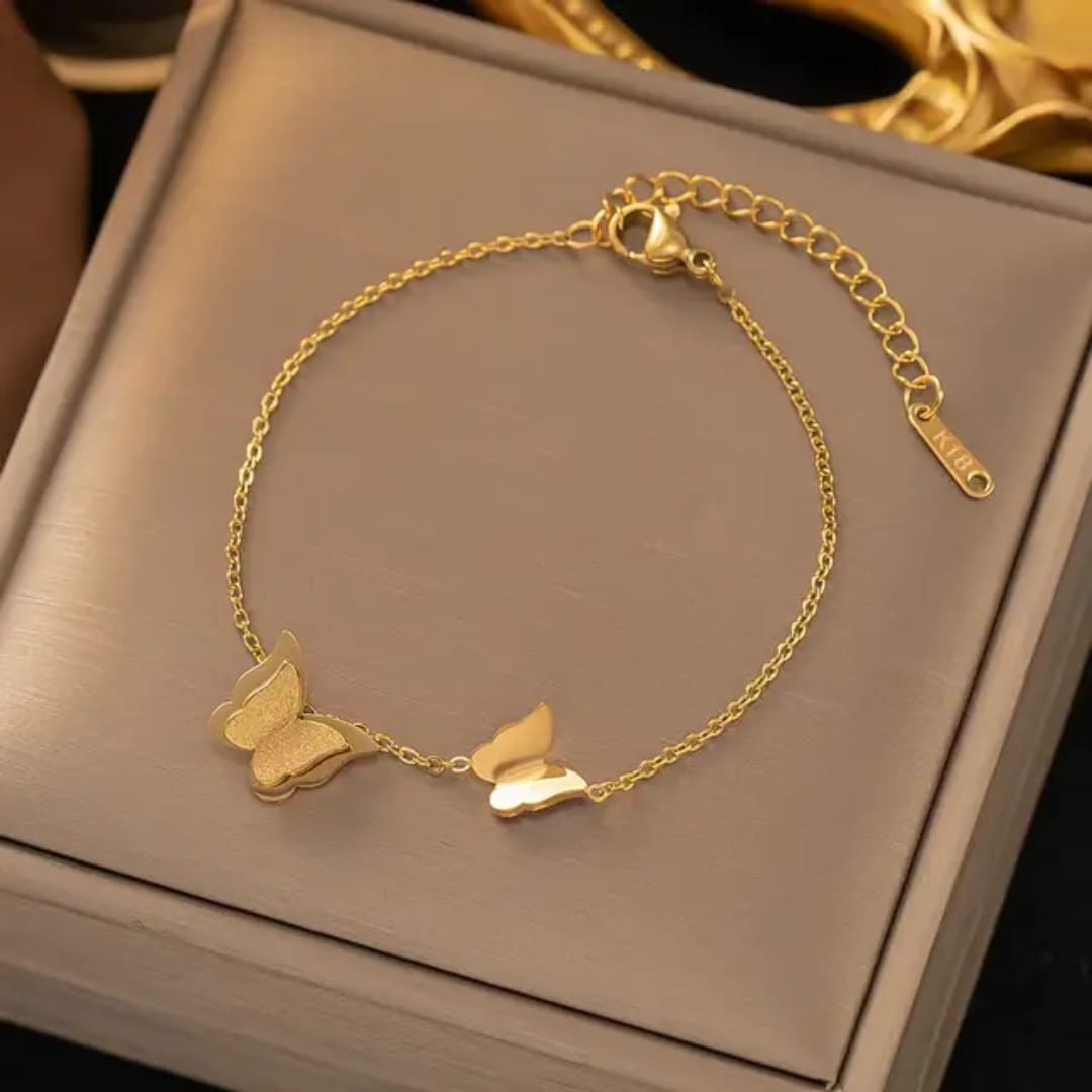 Gold Butterfly Charm Bracelet – Adjustable Chain