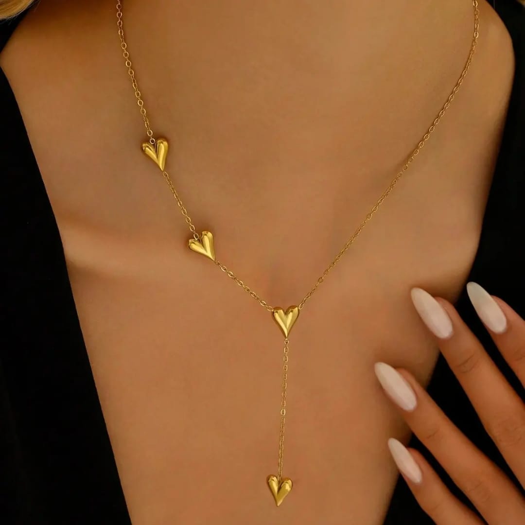 Gold Plated Heart Charm Necklace – Elegant Layered Pendant