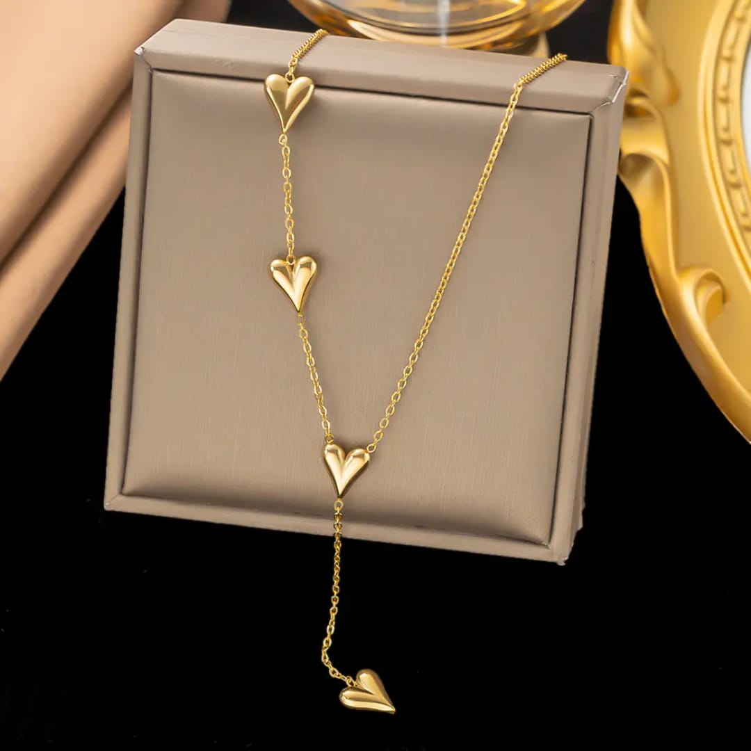 Gold Plated Heart Charm Necklace – Elegant Layered Pendant