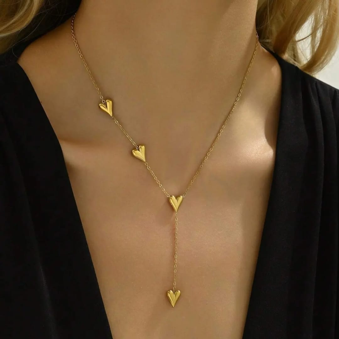 Gold Plated Heart Charm Necklace – Elegant Layered Pendant