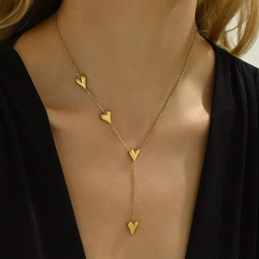 Gold Plated Heart Charm Necklace – Elegant Layered Pendant
