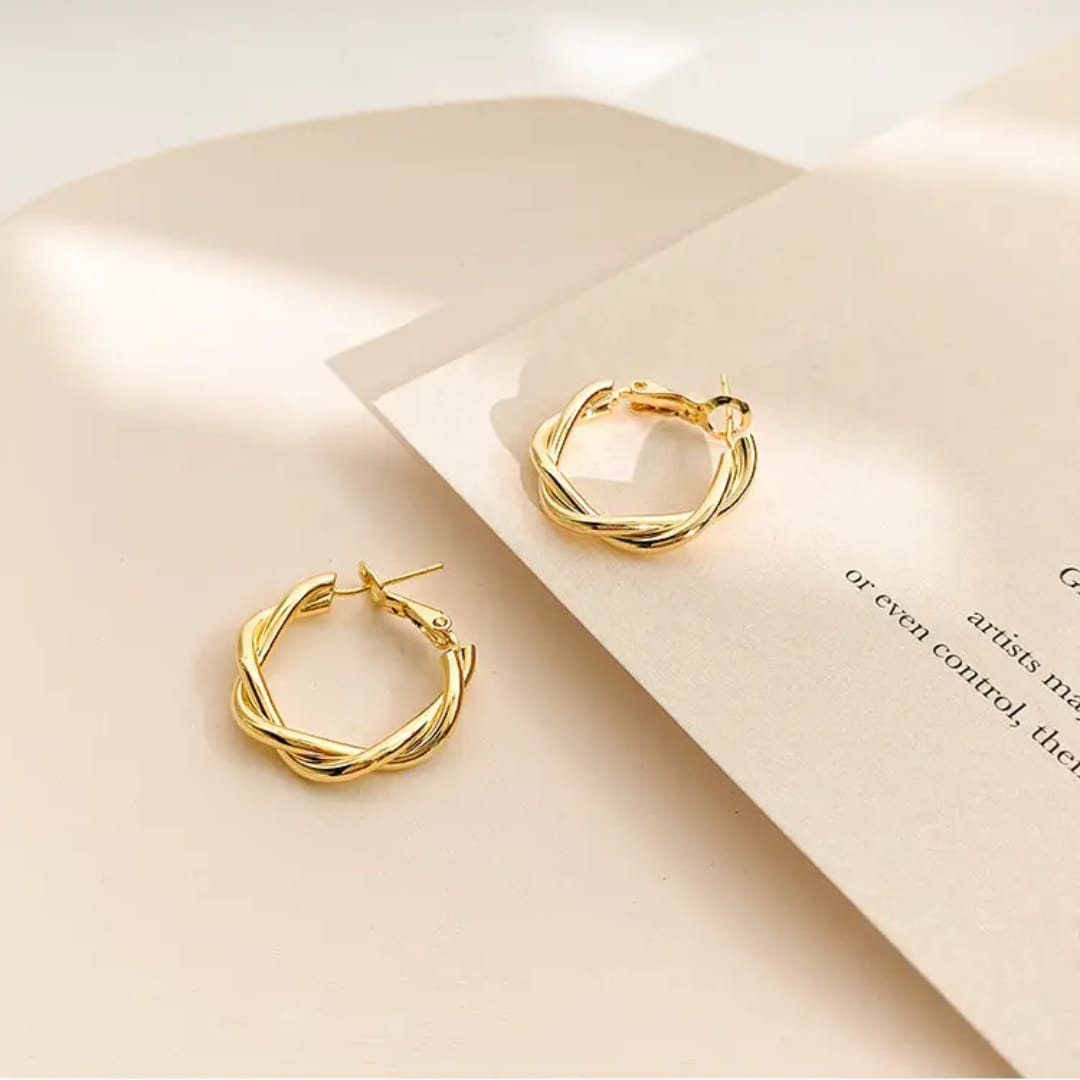 Golden Twisted Hoops