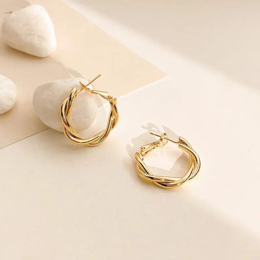 Golden Twisted Hoops
