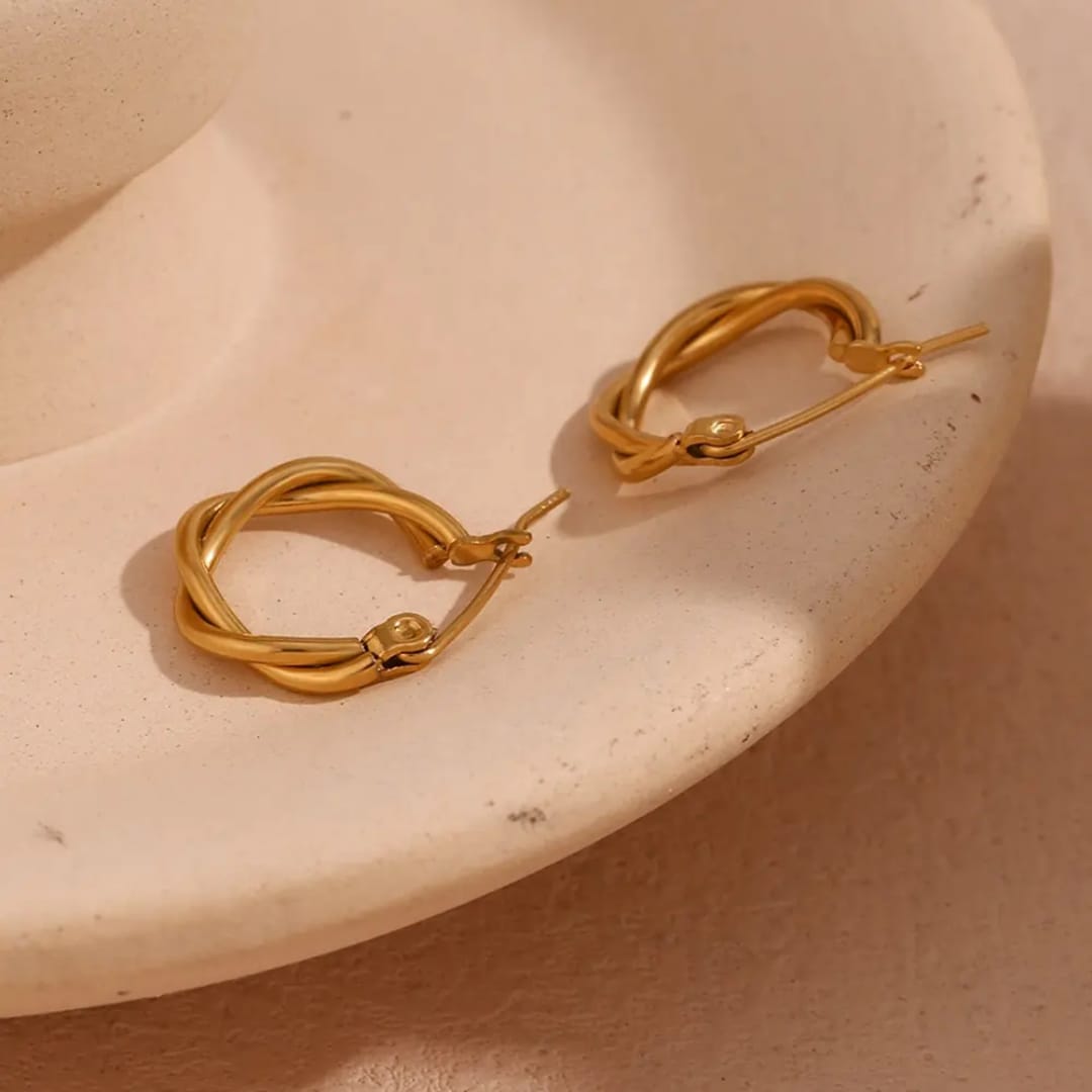 Golden Twisted Hoops