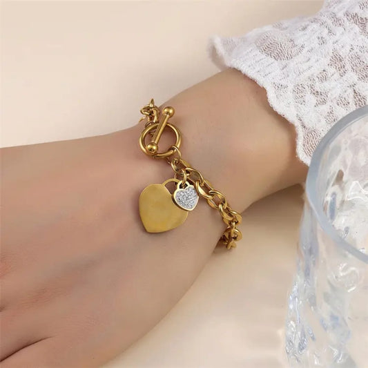 Two Heart Chain Bracelet