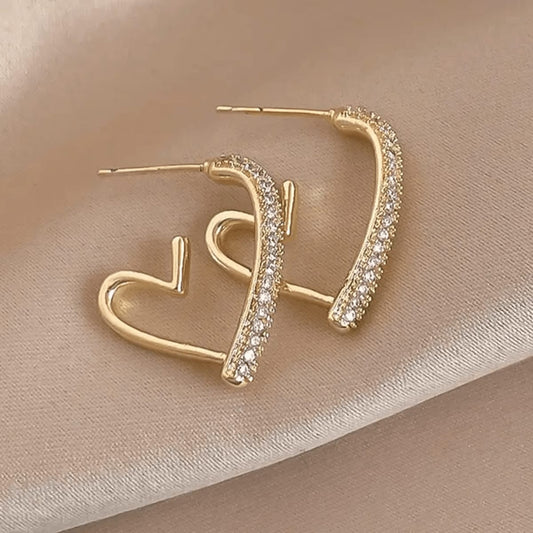 Heart Shape Diamond Crystal Korean Earring